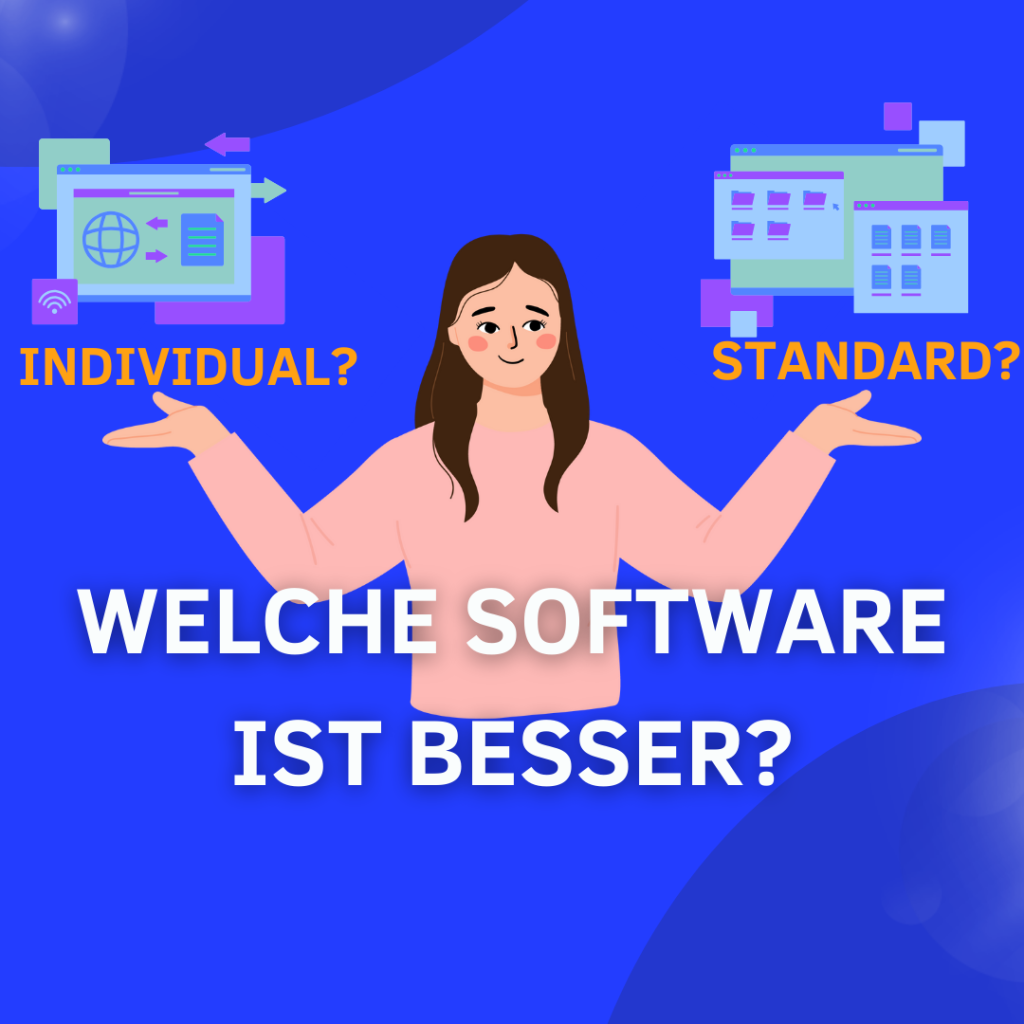 comichafte grafik eines vergleich von individual- und standardsoftware